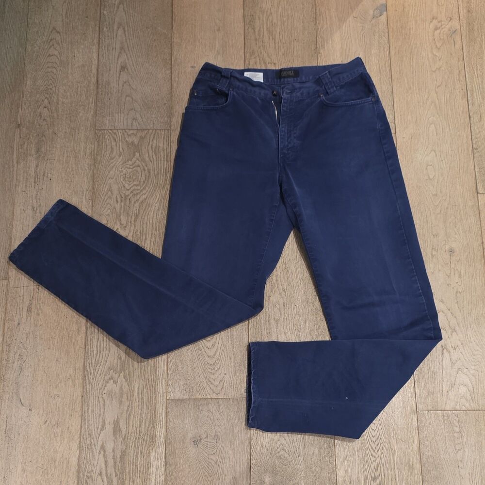 VTG Versace Classic V2 Jeans Made in Italy Blue Cotton Mens Size 32 Leather